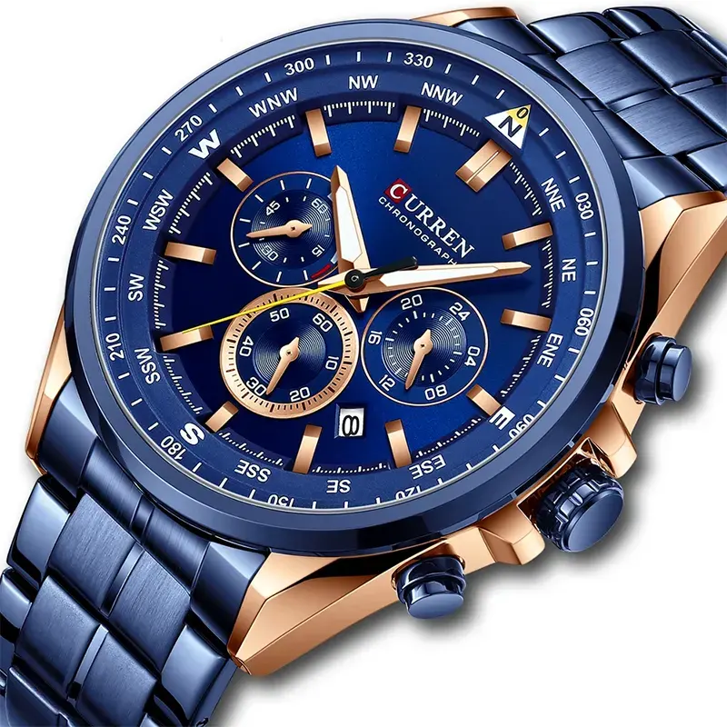 Curren Quartz Sport Chronograph Blue Dial Men's Watch- 8399